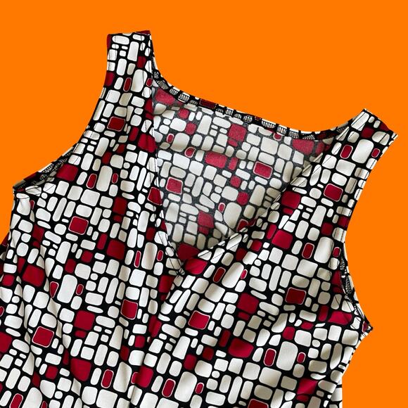 90's vintage groovy mod abstract print sleeveless mini dress MEDIUM *flaws* - Picture 4 of 8